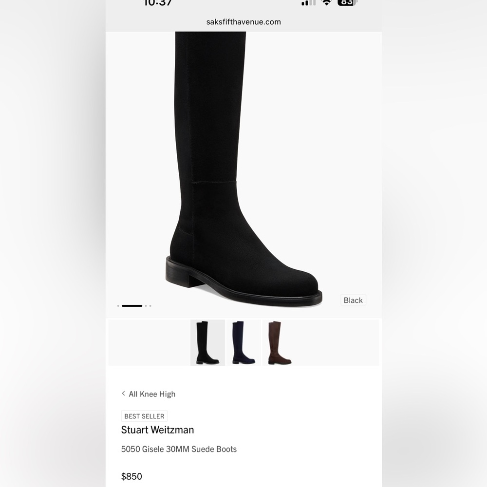 Stuart Weitzman Black Suede Heeled Boots
